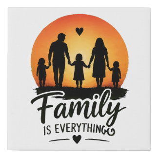 Family Is Everything Silhouette Wall Art Canvas