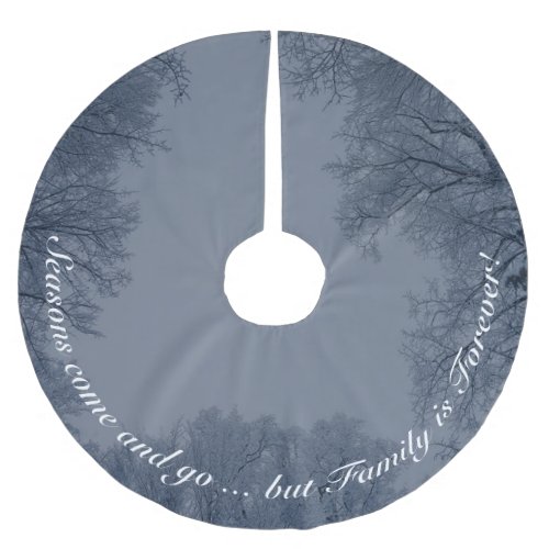 Family is Forever Blue Winter Modern Brushed Polyester Tree Skirt