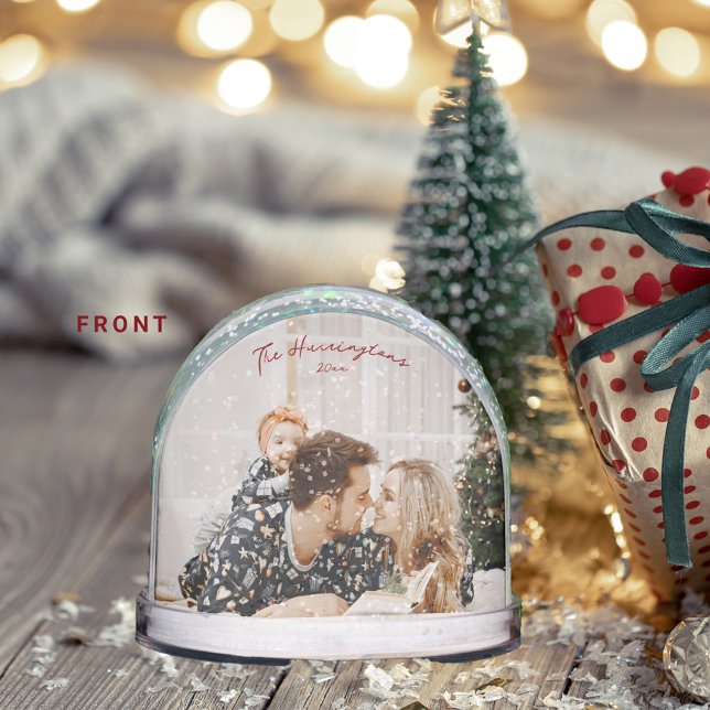 Family is Forever Red Script Christmas Snow Globe (Creator Uploaded)