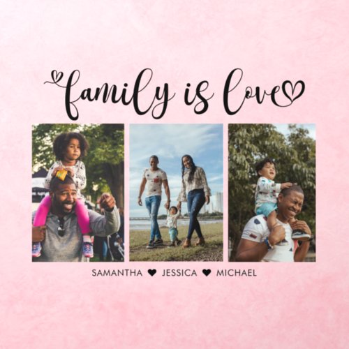 Family is Love Heart Script 3 Photo Collage Wall Decal