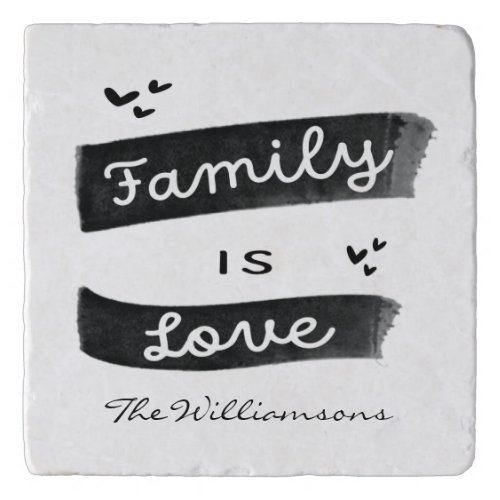 Family Is Love Inspirational Monogrammed Trivet