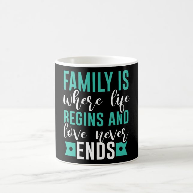 Family is where life Begins and love never Ends Coffee Mug (Center)