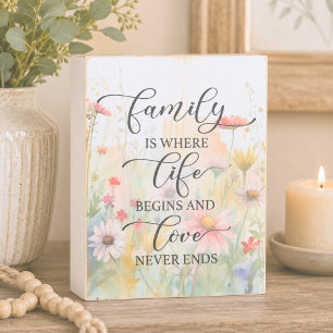 Family Is Where Life Begins and Love Never Ends Wooden Box Sign