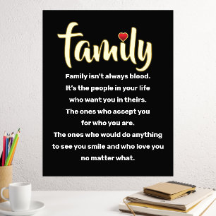 Family isn't always blood typography black gold foil prints