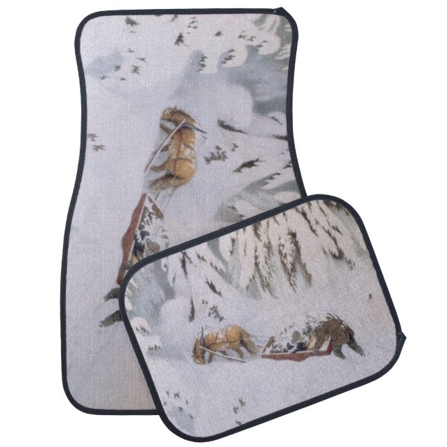 Family Journey Through the Snow at Christmas Car Floor Mat (Set)