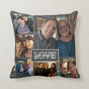 Family Joy Photos Hand-Lettered Chalkboard Trendy Throw Pillow