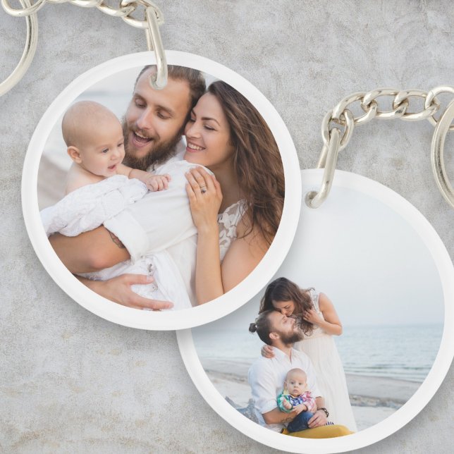 Family Keepsake Custom Two Photo Double Sided Keychain (Creator Uploaded)