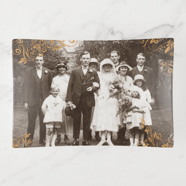 Family Keepsake Old Photo Custom Trinket Tray (Front)