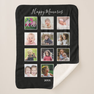 Family Kids Multi 12 Photo Collage Sherpa Blanket