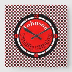 Family Kitchen Color Choice Personalized Square Wall Clock