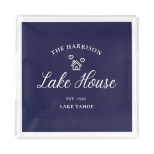 Family Lake House Coastal Custom Decor Acrylic Tray