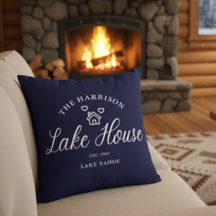 Family Lake House Coastal Custom Decor Throw Pillow