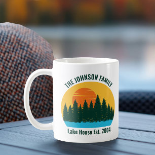 Family Lake House Cute Customized Sunset Coffee Mug