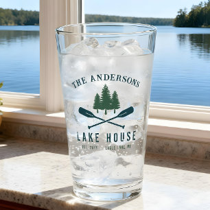 Family Lake House Modern Rustic Boat Oar Pine Tree Glass