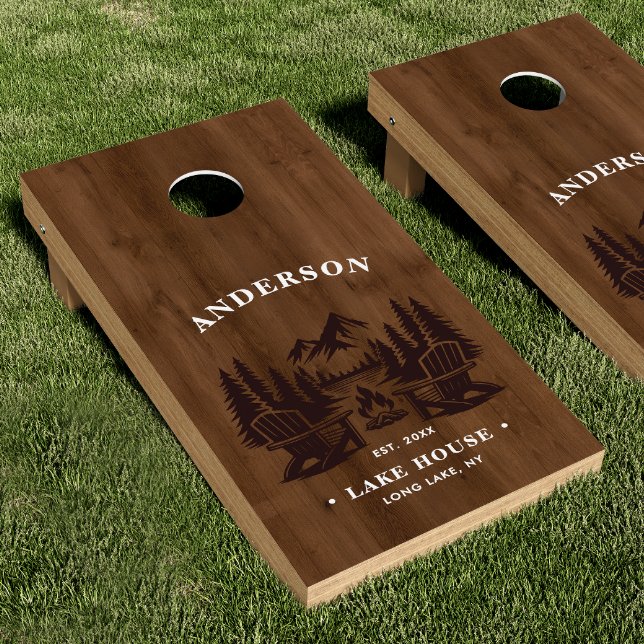 Family Lake House Name Cornhole Set (Creator Uploaded)