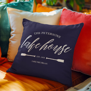 Family Lake House Rental Nautical Custom Decor Throw Pillow