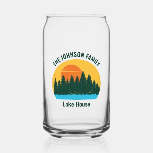 Family Lake House Sunset Personalized