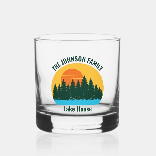 Family Lake House Sunset Personalized