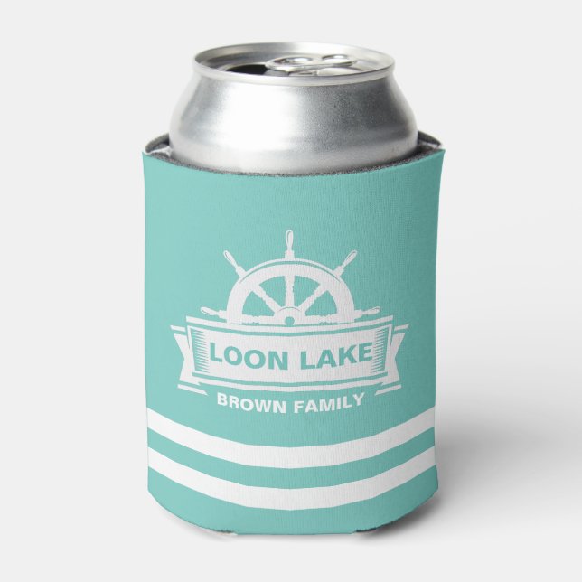 Family Lake House Vacation Can Cooler (Can Front)