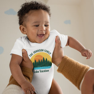 Family Lake Trip Cute Customized Sunset Baby Bodysuit