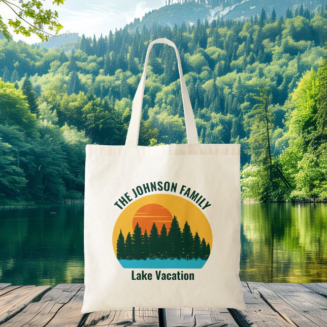 Family Lake Trip Cute Customized Sunset Tote Bag (Creator Uploaded)