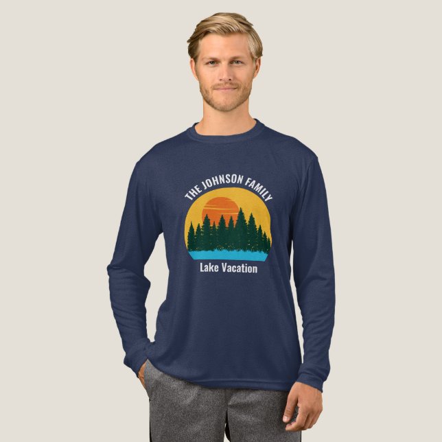 Family Lake Trip Sunset Custom Long Sleeve Tri-Blend Shirt (Full Front)