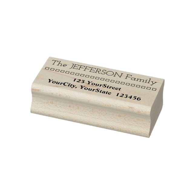 Family Last Name & Address & Squares Rubber Stamp (Stamp)