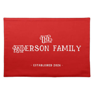 Family Last Name Housewarming Party Wedding Red Cloth Placemat
