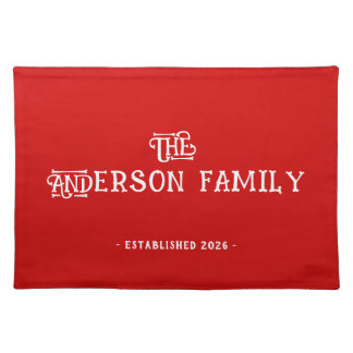 Family Last Name Housewarming Party Wedding Red Cloth Placemat
