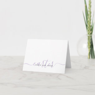 Family Last Name Wedding Light Purple Plum Script Note Card