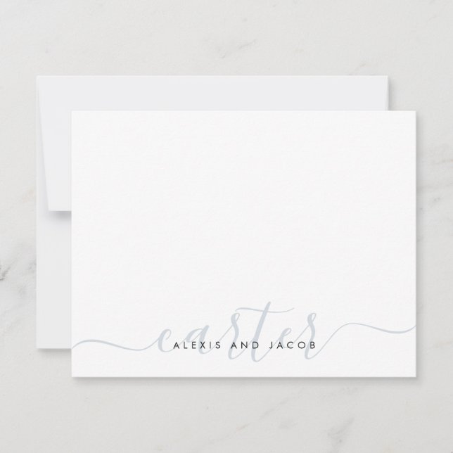 Family Last Name Wedding Light Silver Gray Script  Note Card (Front)