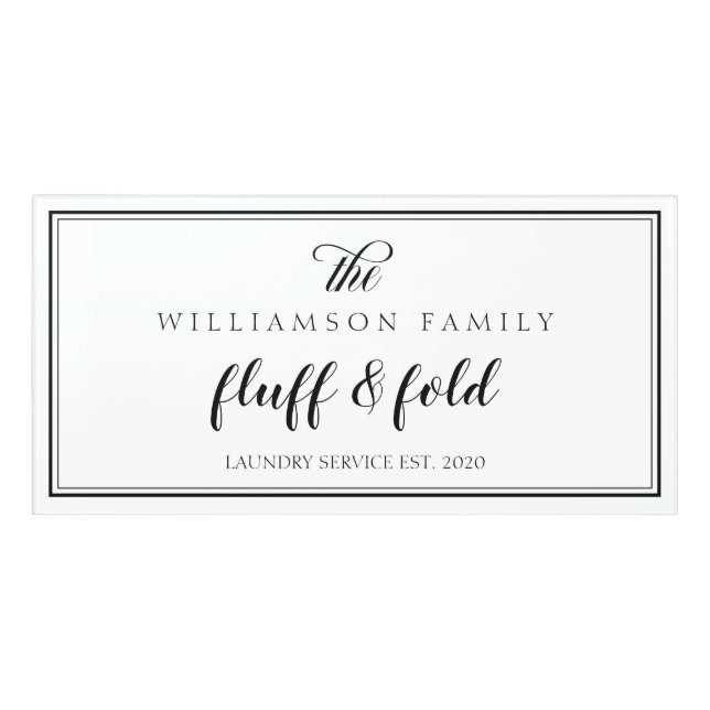 Family Laundry Black and White Door Sign (Classic Front)