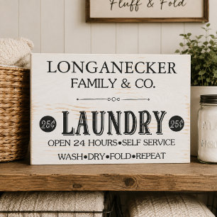Family Laundry Company  Wooden Box Sign