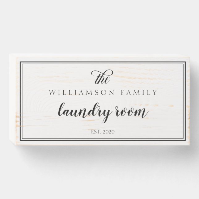 Family Laundry Room Wooden Box Sign (Front Horizontal)