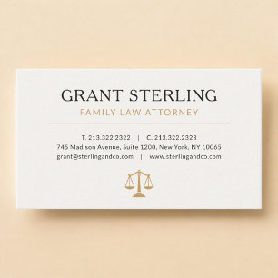 Family Law Attorney Neutral Beige Gold Business Card