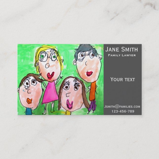 Family Lawyer family services cute kid's art Business Card (Front)