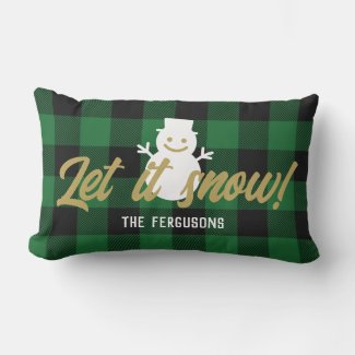 Family Let It Snow Christmas Green Buffalo Plaid