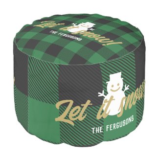 Family Let It Snow Christmas Green Buffalo Plaid