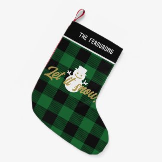 Family Let It Snow Christmas Green Buffalo Plaid