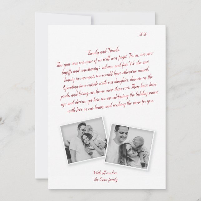 Family Letter Red Script Coronavirus Holiday Card (Front)