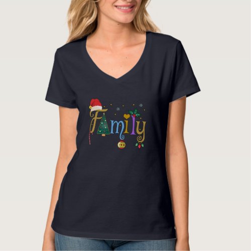 FAMILY Letters Christmas Style Love My Family Chri T_Shirt
