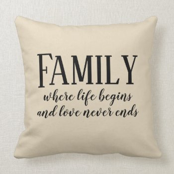 Family Life Begins Love Never Ends Throw Pillow by Home_Suite_Home at Zazzle