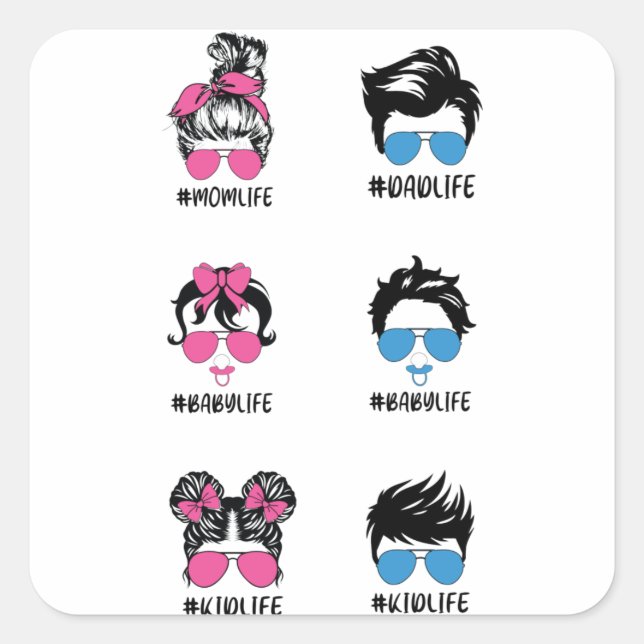 Family life Sticker Pack Dad Kid Baby Mom Life (Front)