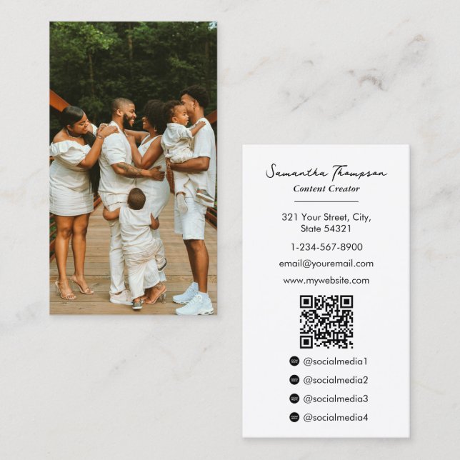 Family Lifestyle Influencer Content Creator Photo Business Card (Front/Back)