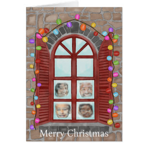 Family Lighted Christmas Window Photocard Cards