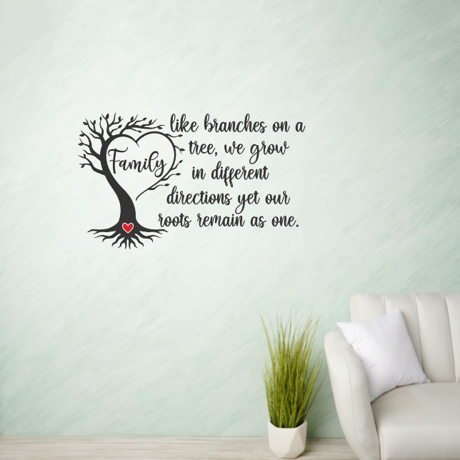 Family like branches on a tree quote Typography  Wall Decal (Living Room)