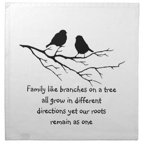 Family like branches on a tree Saying with Birds Napkin