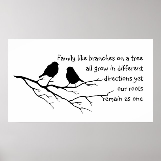 Family like branches on a tree Saying with Birds Poster (Front)