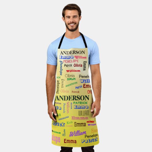 Family Lineage Word Cloud Name Collage  Apron
