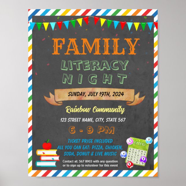 Family Literacy Bingo Night event template Poster (Front)